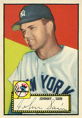 1952 Topps Johnny Sain #49bc Baseball Card