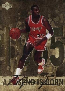 1998 Upper Deck Gatorade Michael Jordan A Legend is Born #1 Basketball Card