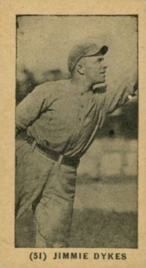 1927 York Caramels Type 1 Jimmie Dykes #51 Baseball Card