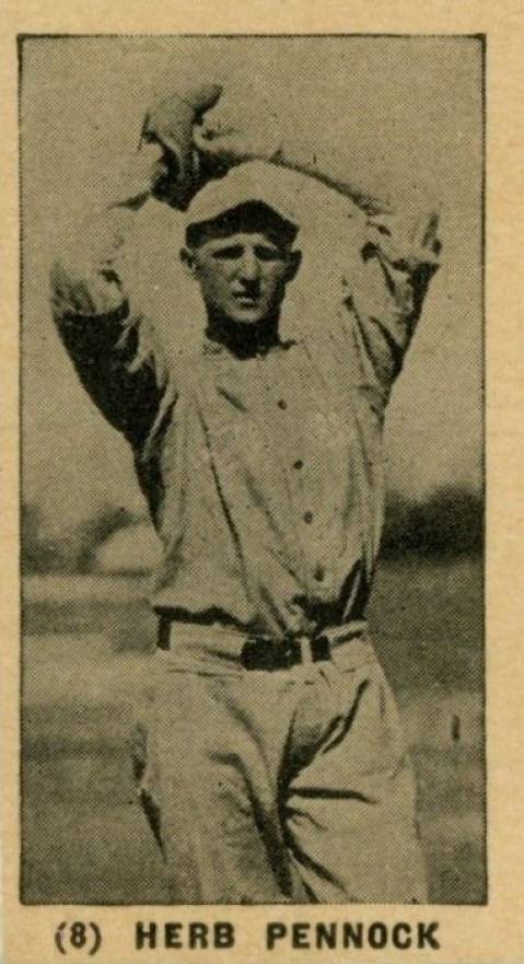 1927 York Caramels Type 1 Herb Pennock #8a Baseball Card