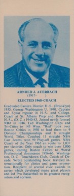 1968 Hall Of Fame Bookmarks Arnold J. Auerbach # Basketball Card
