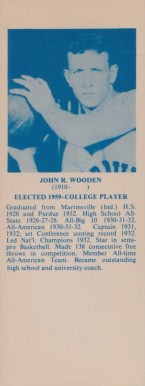 1968 Hall Of Fame Bookmarks John Wooden # Basketball Card