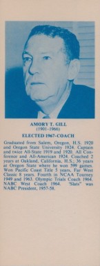 1968 Hall Of Fame Bookmarks Amory Gill # Basketball Card