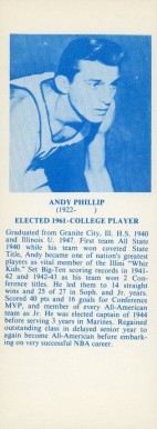 1968 Hall Of Fame Bookmarks Andy Phillip # Basketball Card
