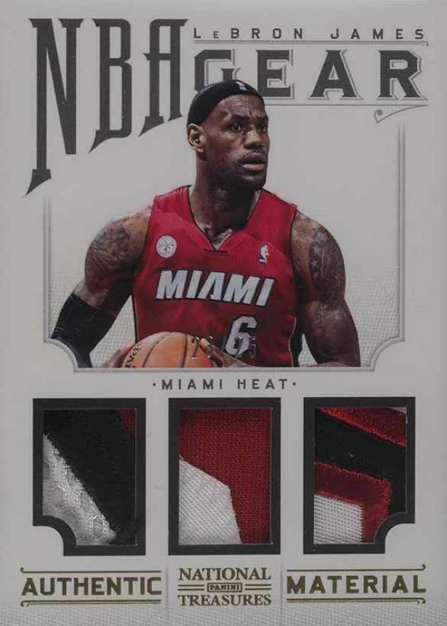 2012 Panini National Treasures NBA Gear Trios LeBron James #2 Basketball Card