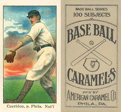 1909 E90-1 American Caramel Corridon, p. Phila. Nat'l # Baseball Card