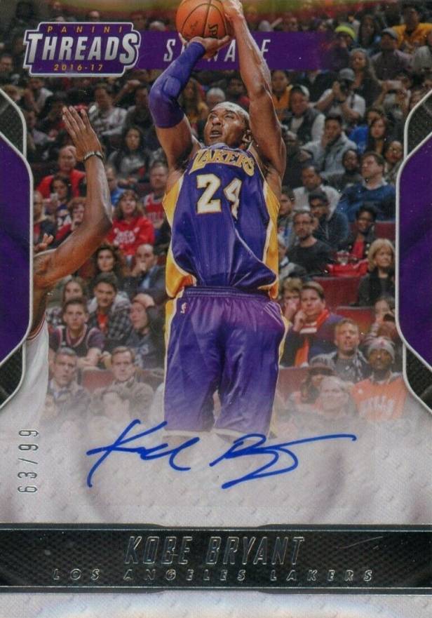 2016 Panini Threads Signage Kobe Bryant #20 Basketball Card