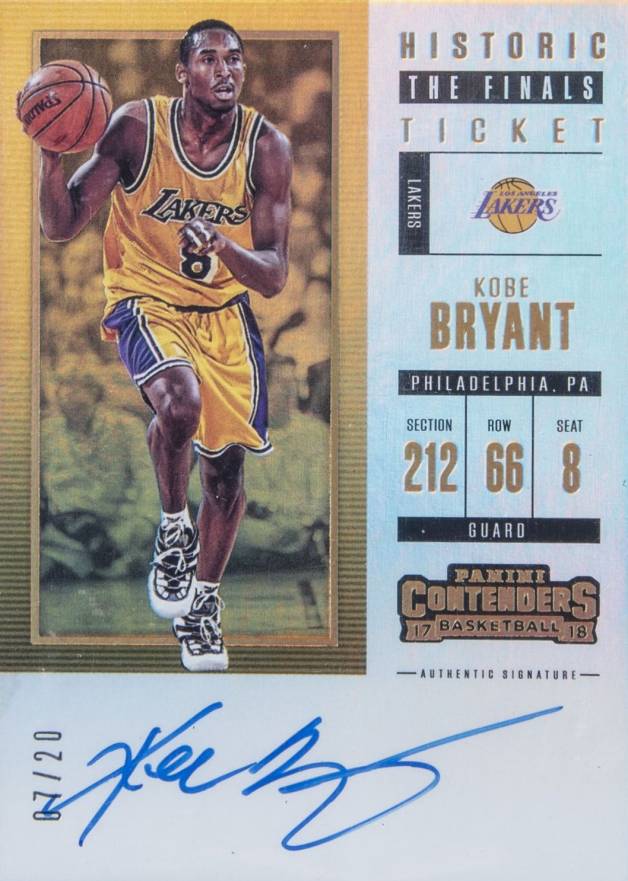 2017 Panini Contenders Historic Rookie Ticket Autographs Kobe Bryant #HRTKB Basketball Card