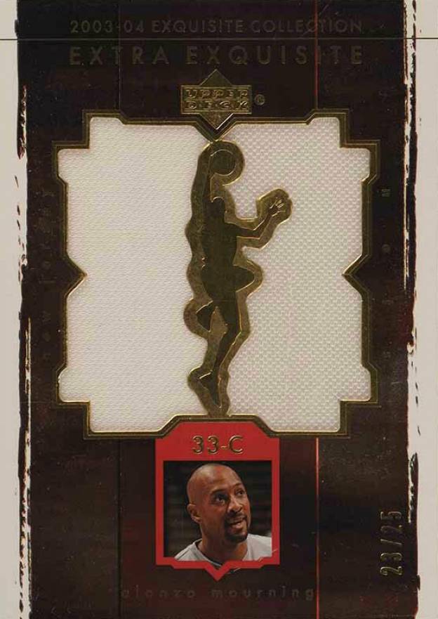 2003 Upper Deck Exquisite Collection Extra Exquisite Dual Jersey Alonzo Mourning #EE2AM Basketball Card