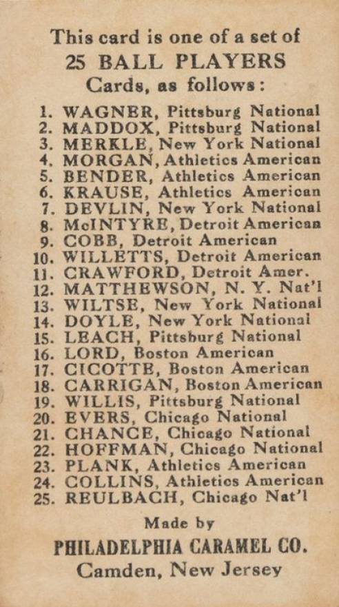1909 Philadelphia Caramel Leach, Pittsburgh Nat'l # Baseball Card